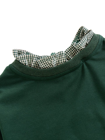 Gingham Ruffle Top - Dk. Green