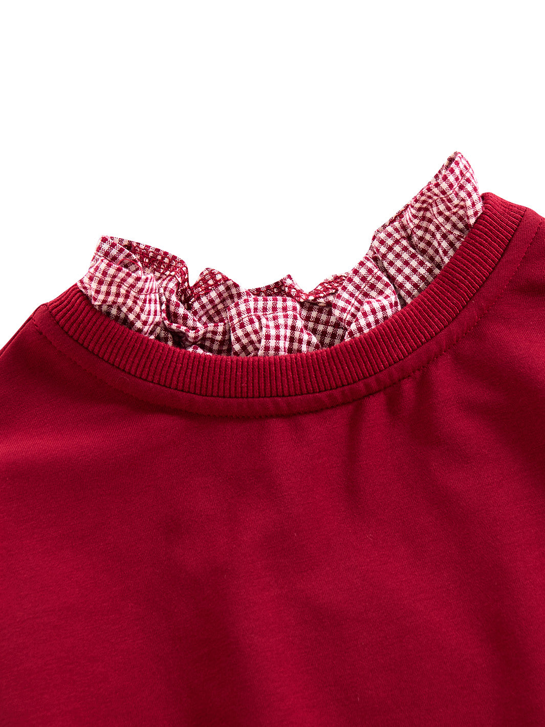 Gingham Ruffle Top - Maroon