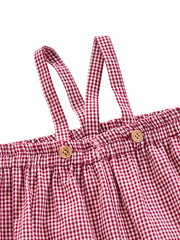 Gingham Overall - Burgandy