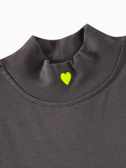 Mock Neck Heart Dress - Grey