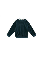 Velour Stripe Mock Neck Top