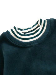 Velour Stripe Mock Neck Top