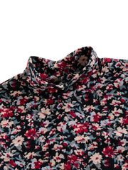 Floral Mock Neck T-shirt - Black/Red