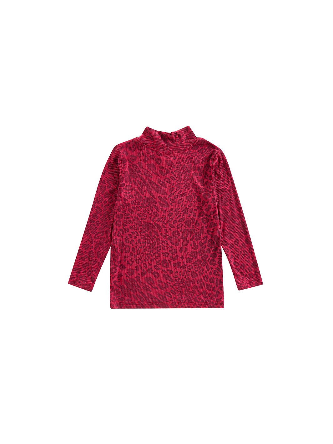 Leopard Mock Neck T-Shirt - Burgundy