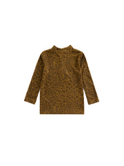 Leopard Mock Neck T-shirt - Green