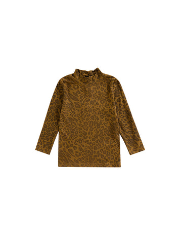 Leopard Mock Neck T-shirt - Green