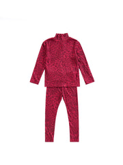 Baby Leopard Mock Neck Set - Burgundy