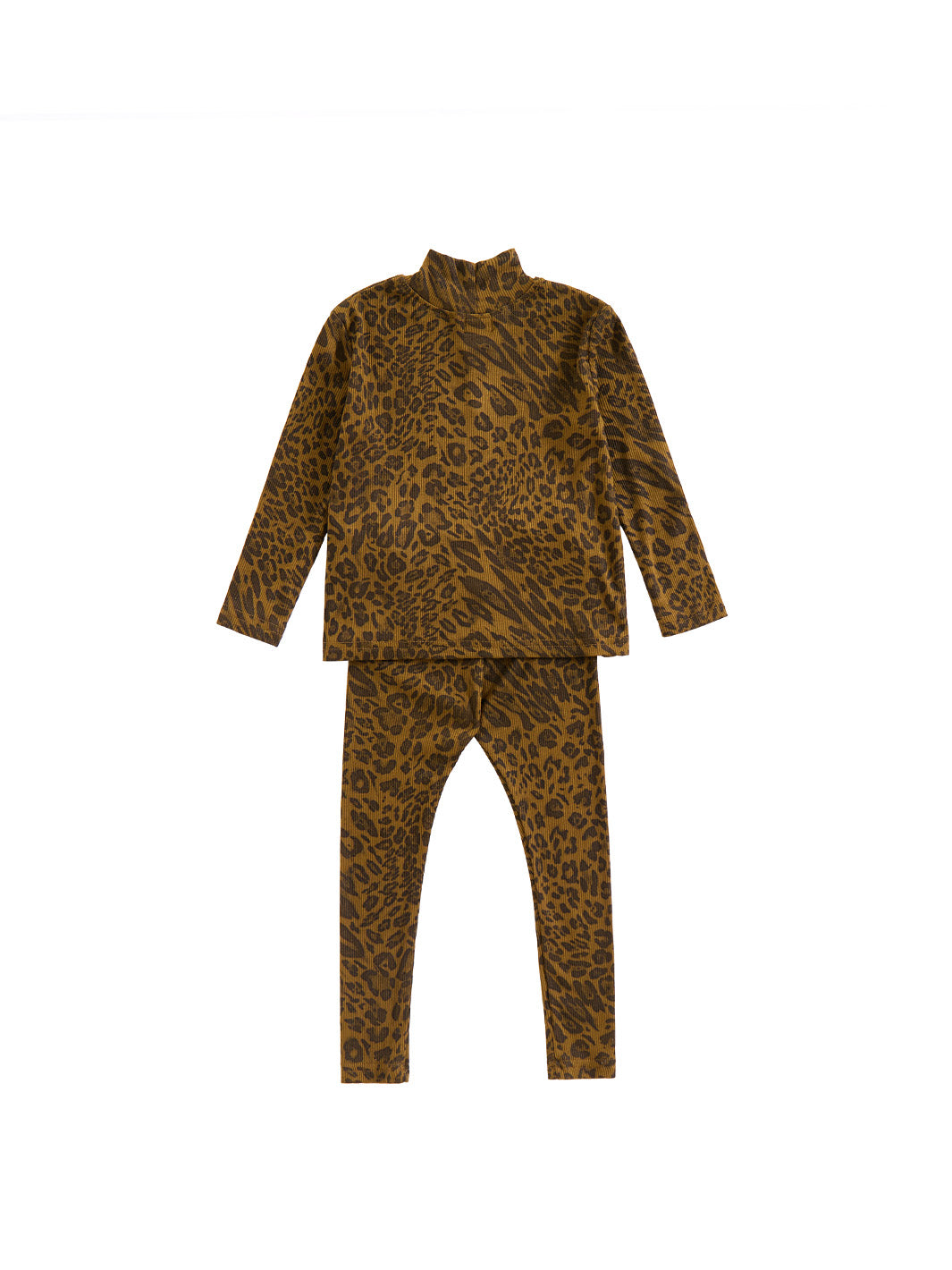 Baby Leopard Mock Neck Set - Green