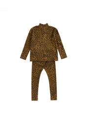 Baby Leopard Mock Neck Set - Green