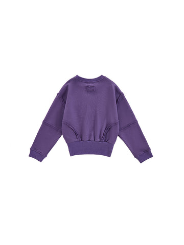 Raw Edge Crop Length Top - Purple