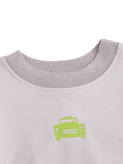 Car Printed Top - Pale Beige