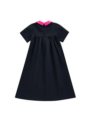 Contrast Collar Short Sleeve Dress