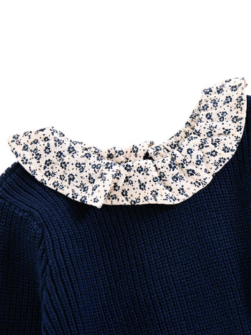 Floral Ruffle Collar Sweater