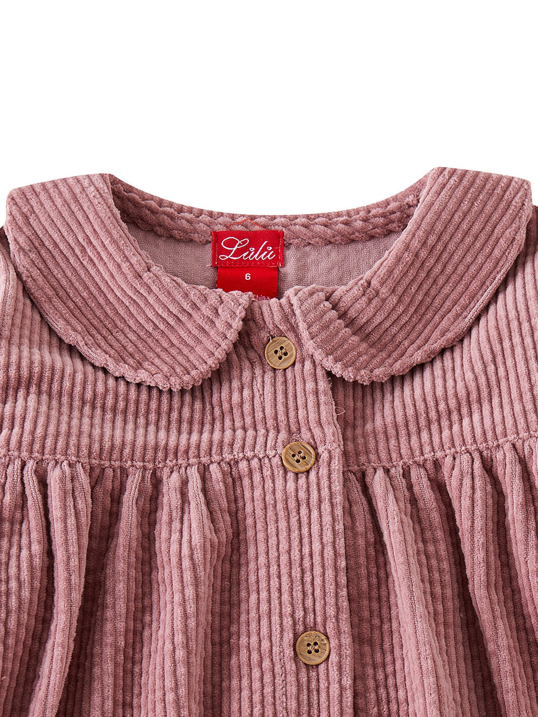 Corduroy Collar Dress - Dusty Pink