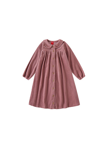 Corduroy Collar Dress - Dusty Pink