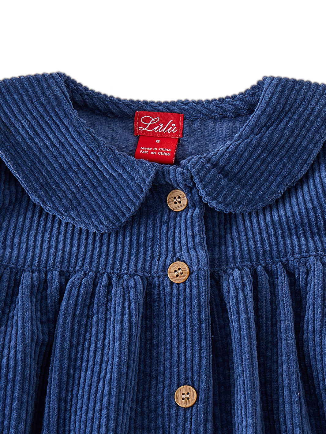 Corduroy Collar Dress - Navy Blue