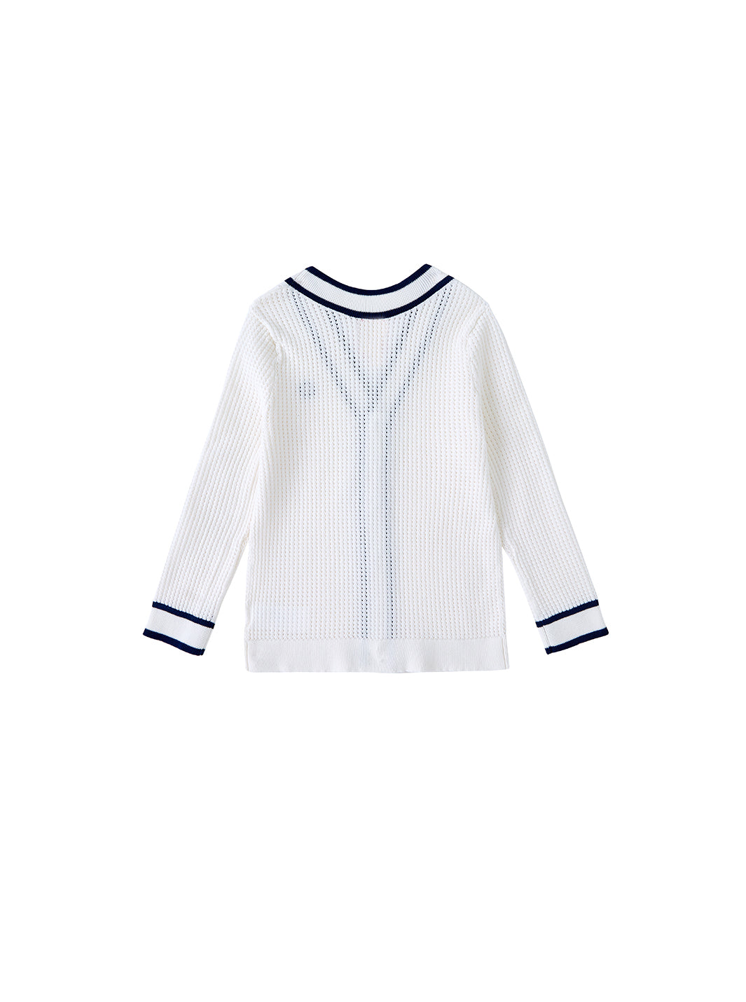 Cardigan Emblem Sweater - Cream White