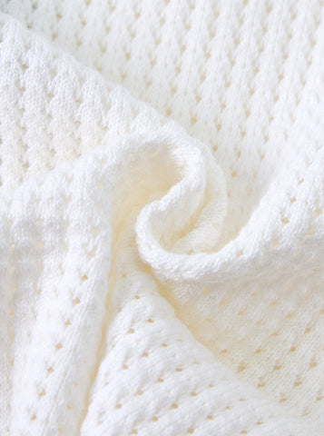 Cardigan Emblem Sweater - Cream White