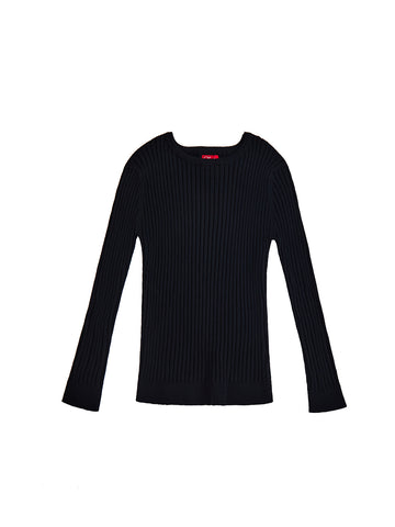 Basic Round Neck Sweater - Black