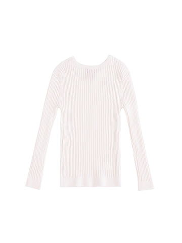 Basic Round Neck Sweater - Cream White