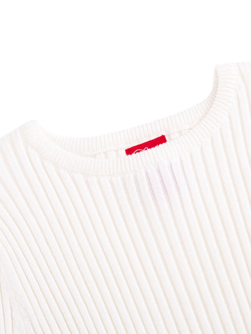 Basic Round Neck Sweater - Cream White