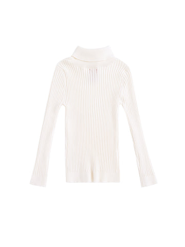 Basic Turtleneck Sweater - Cream White