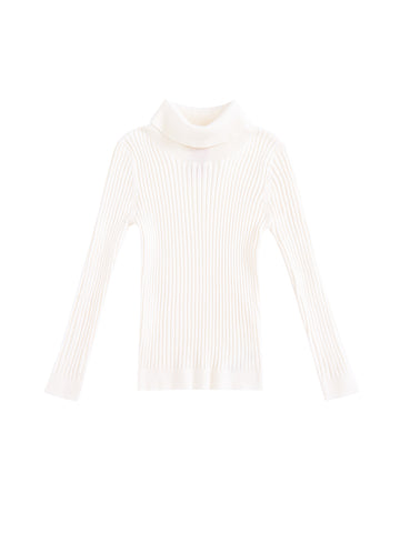 Basic Turtleneck Sweater - Cream White