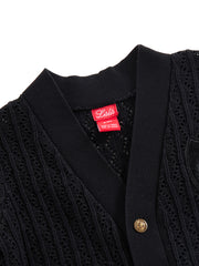 Cardigan Striped Eyelet Sweater