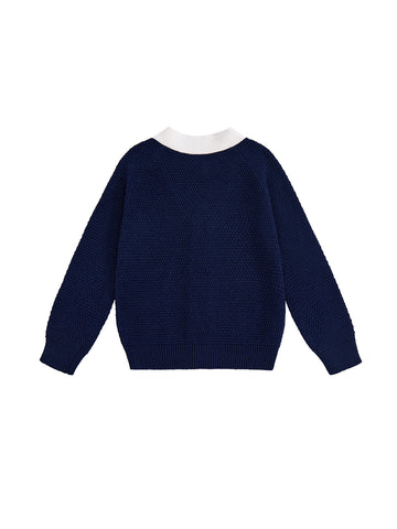 Raised Bubble Knit Cardigan - Navy Mix