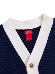 Raised Bubble Knit Cardigan - Navy Mix