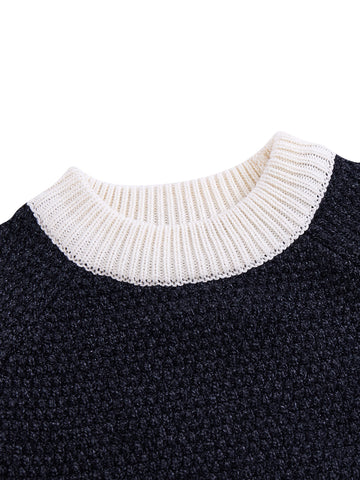 Raised Bubble Knit Sweater - Charcoal Mélange