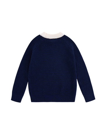 Raised Bubble Knit Sweater - Navy Mix