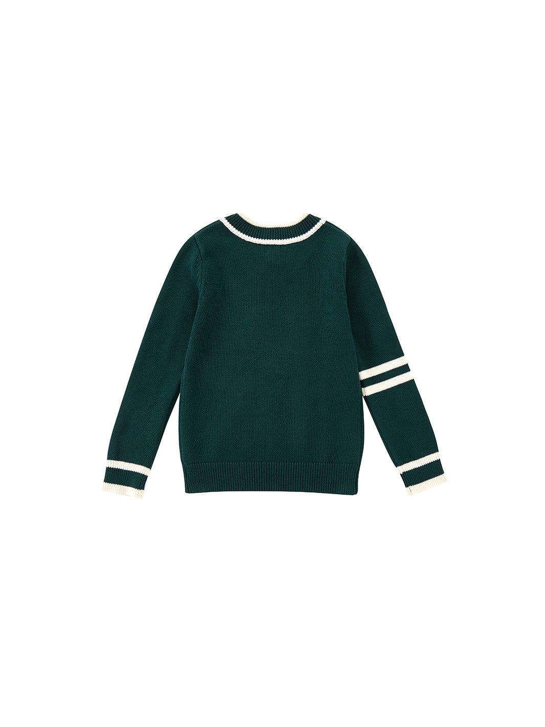 Emblem Combo Stripe Sweater - Forest Green