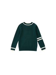 Emblem Combo Stripe Sweater - Forest Green