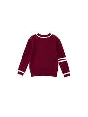 Emblem Combo Stripe Sweater - Maroon