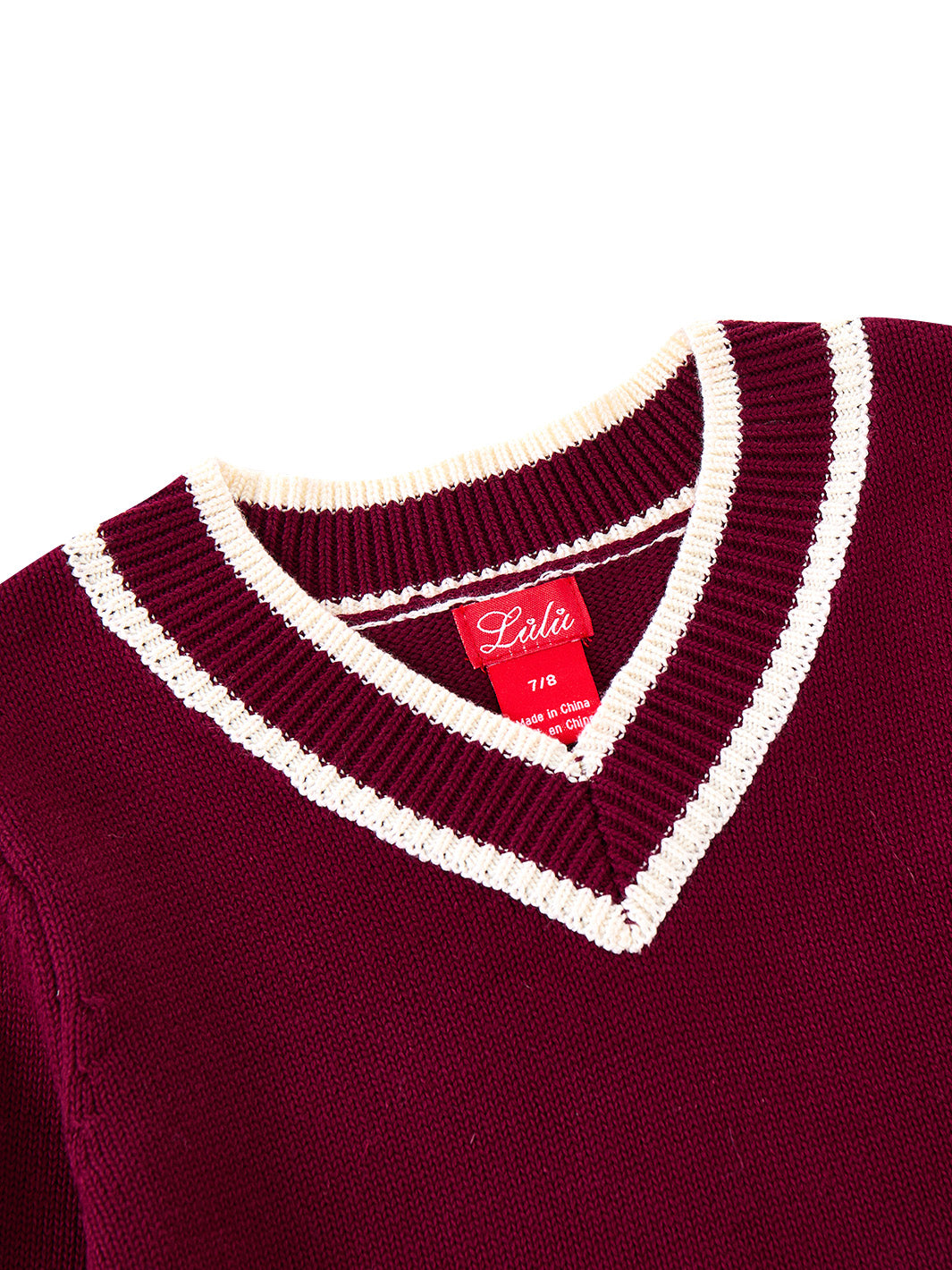 Emblem Combo Stripe Sweater - Maroon