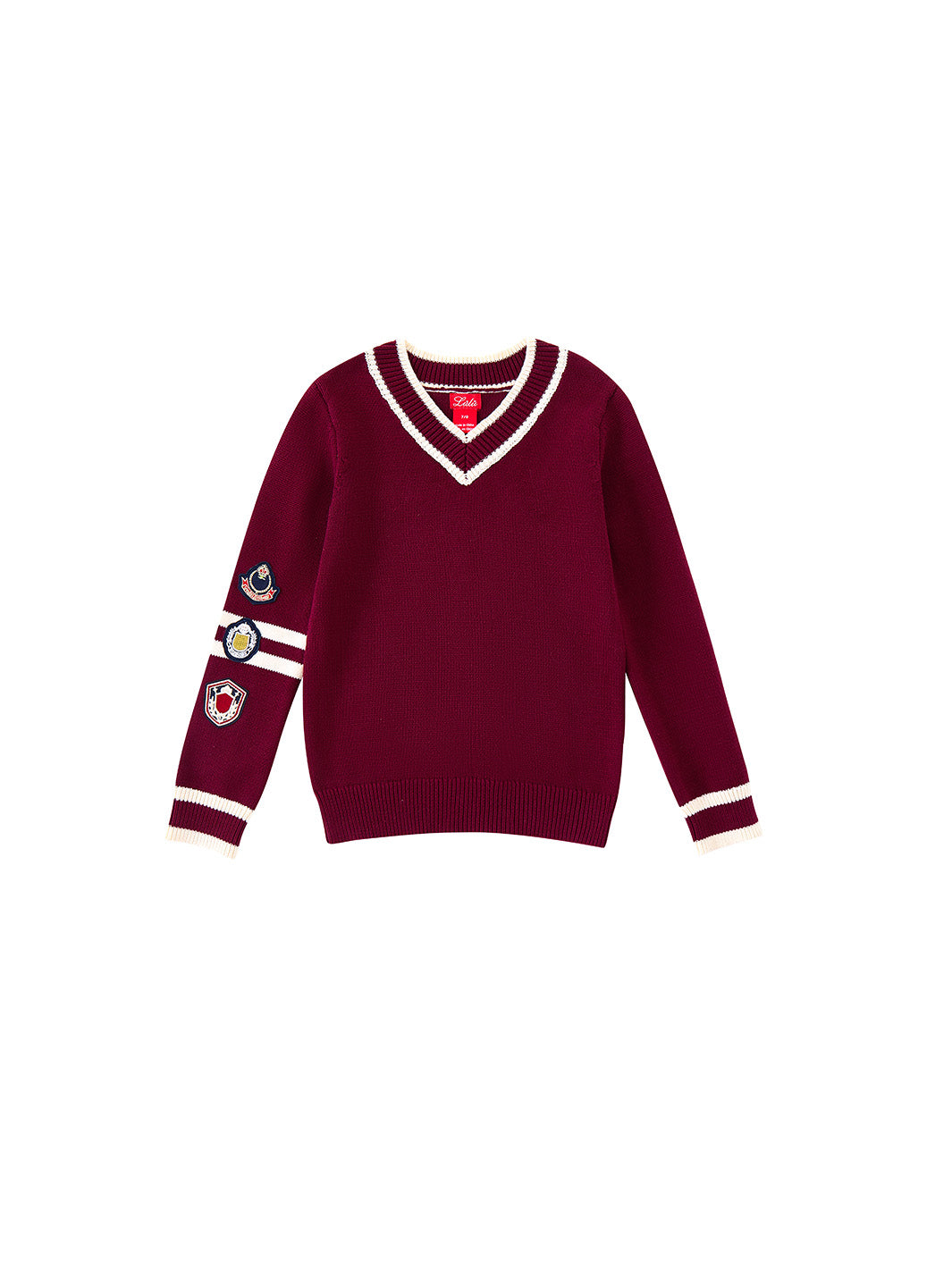 Emblem Combo Stripe Sweater - Maroon