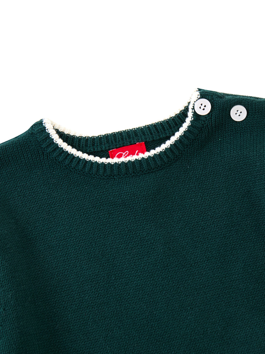 Emblem Shoulder Buttons Sweater - Forest Green