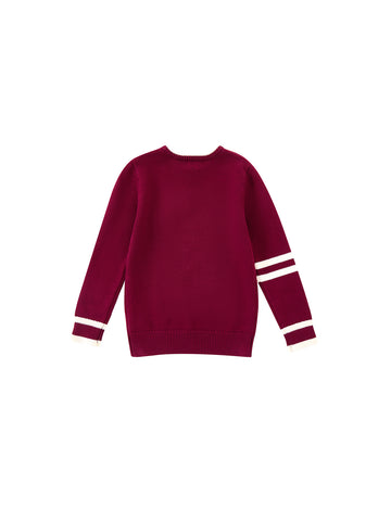 Emblem Shoulder Buttons Sweater - Maroon