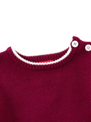 Emblem Shoulder Buttons Sweater - Maroon