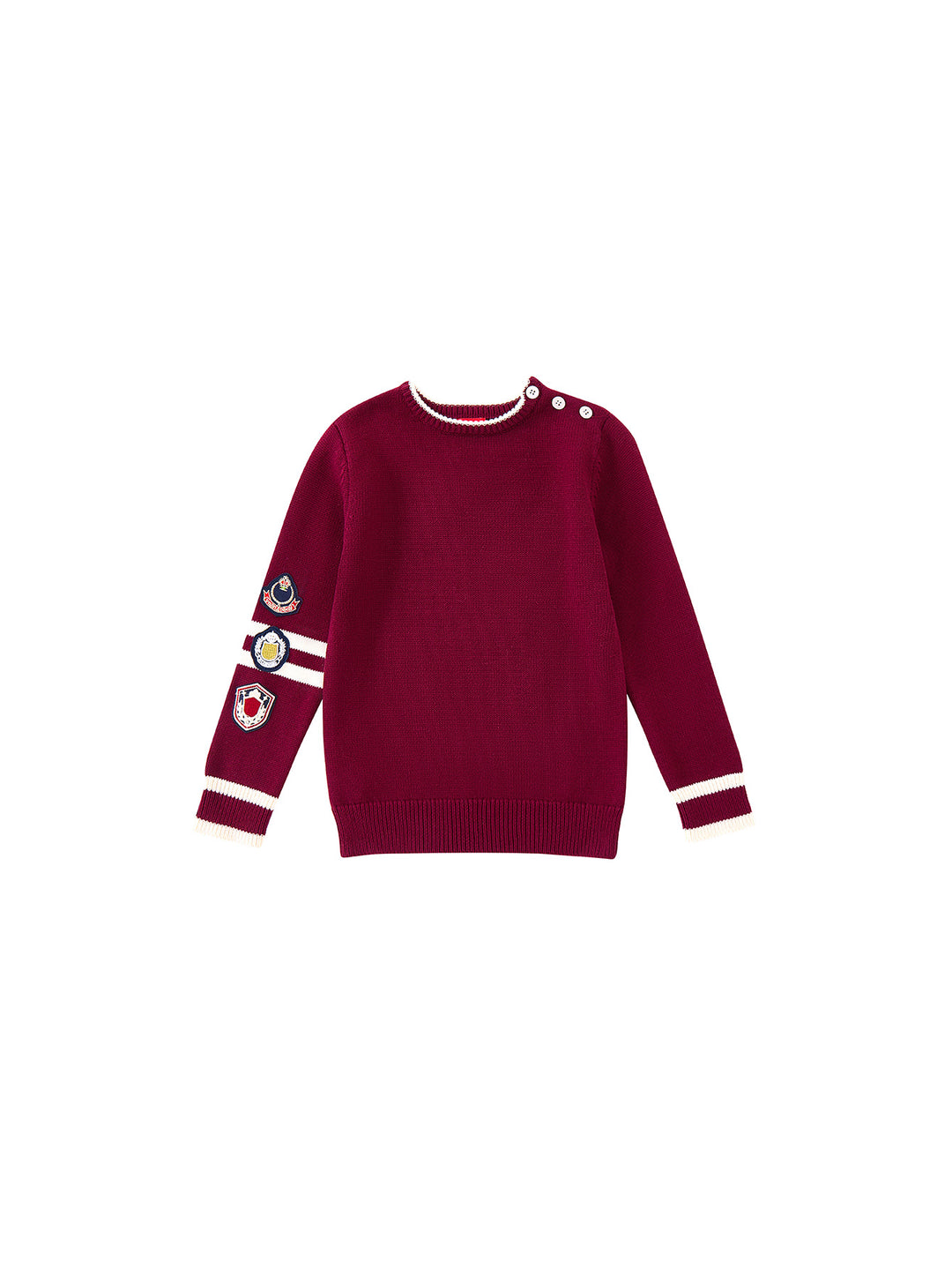 Emblem Shoulder Buttons Sweater - Maroon