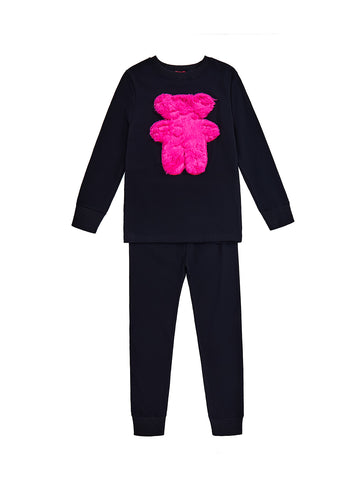 Fur Bear Pajamas - Black/Hot Pink