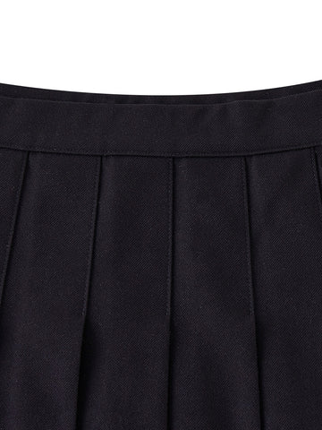 Brushed Pleated Skirt - Black