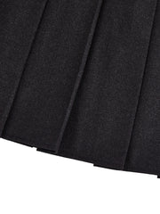 Brushed Pleated Skirt - Charcoal