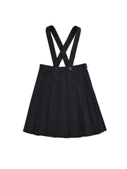 Brushed Pleated Suspenders Skirt - Charcoal