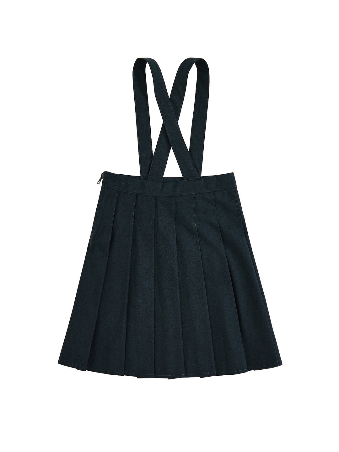 Brushed Pleated Suspenders Skirt - Green