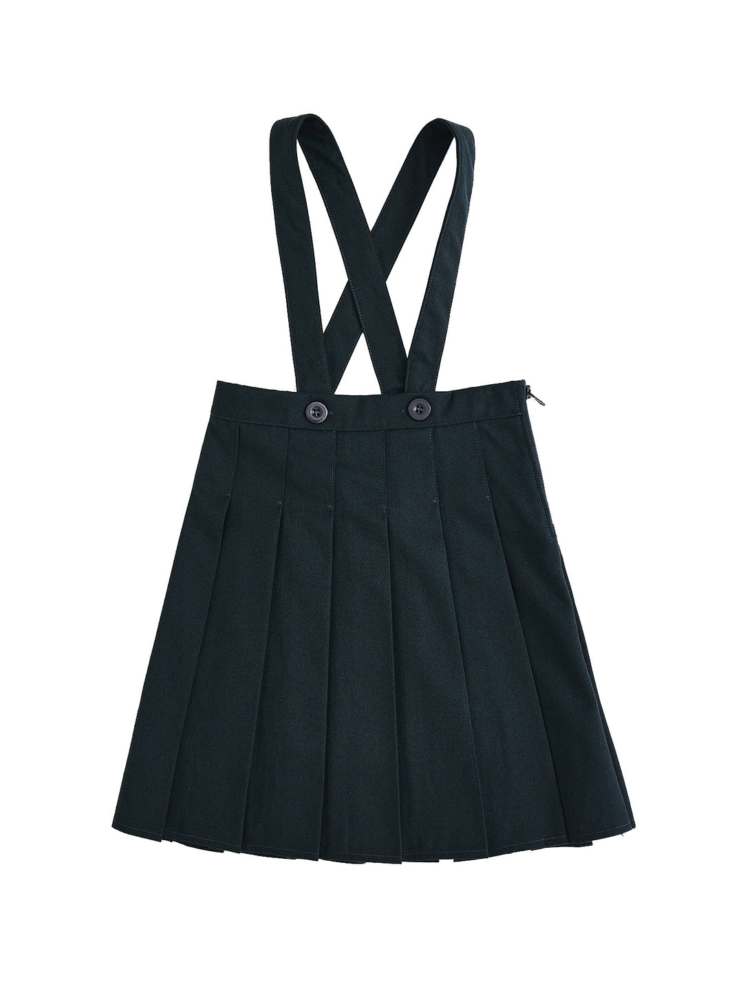 Brushed Pleated Suspenders Skirt - Green