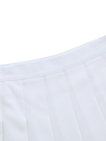 Brushed Pleated Skirt - Off White