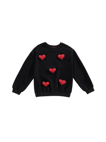 Crochet 3D Heart Sweat Top - Black