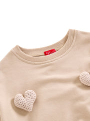 Crochet 3D Heart Sweat Top - Med. Beige